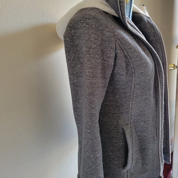 Heavy Gray Hooded Zip Up Sweatshirt/Sweater - Picture 3 of 3